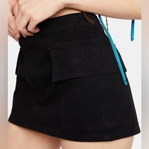 Black Cargo Pocket Mini Skirt